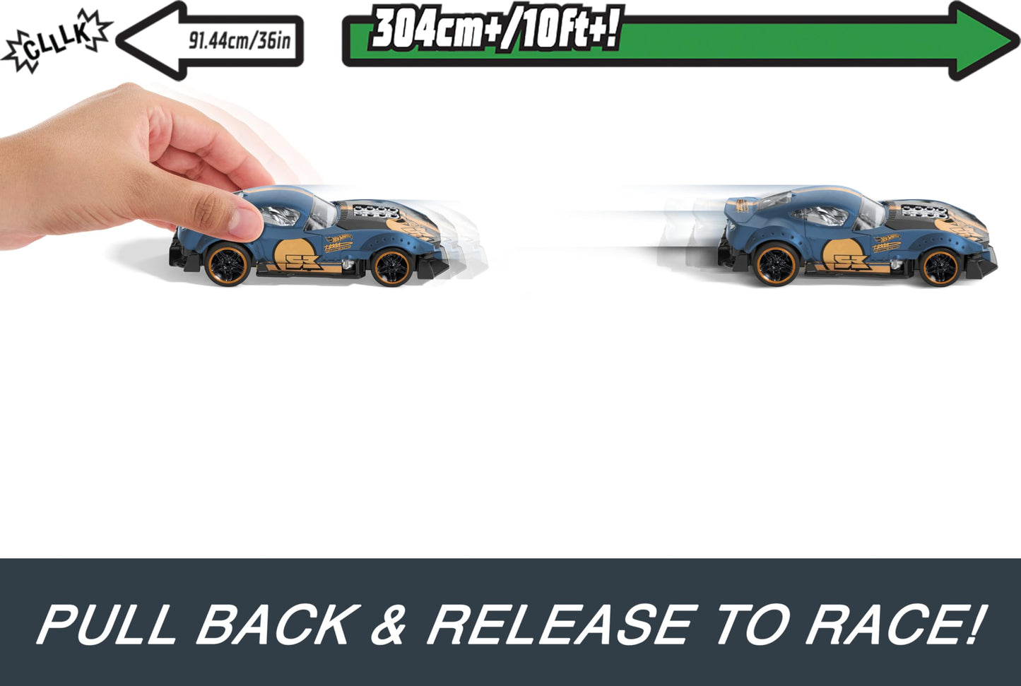 Hot Wheels Pull-Back Speeders Set of 2 Toy Cars in 1:43 Scale, Pull Cars Backward & Release, High-Performance, Collectible, with Rolomatic Engine or