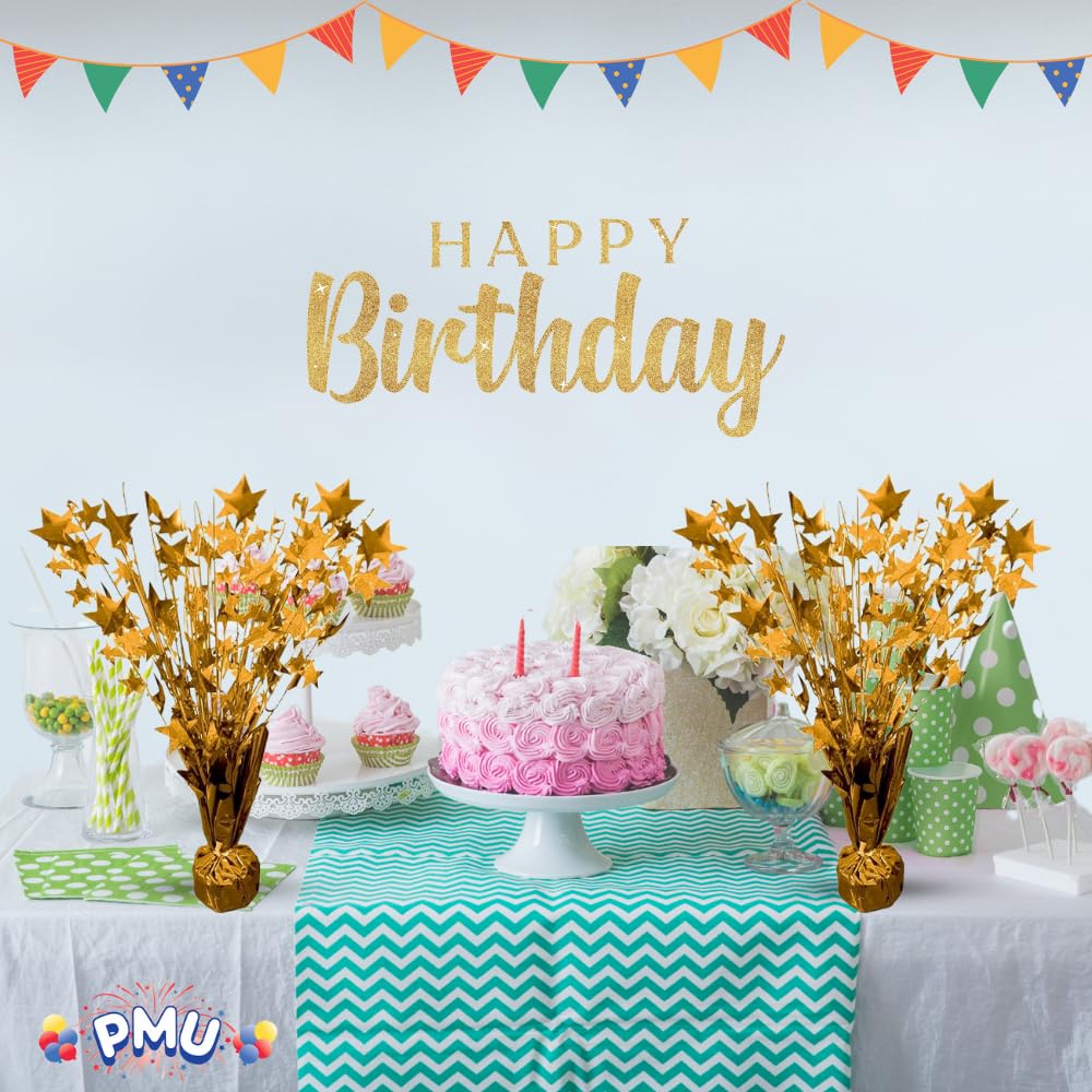 PMU 3 Pack Bursting Star Metallic Foil Spray Centerpiece- Metallic Orange Balloon Weights, Party Table Decorations Centerpiece for Birthdays