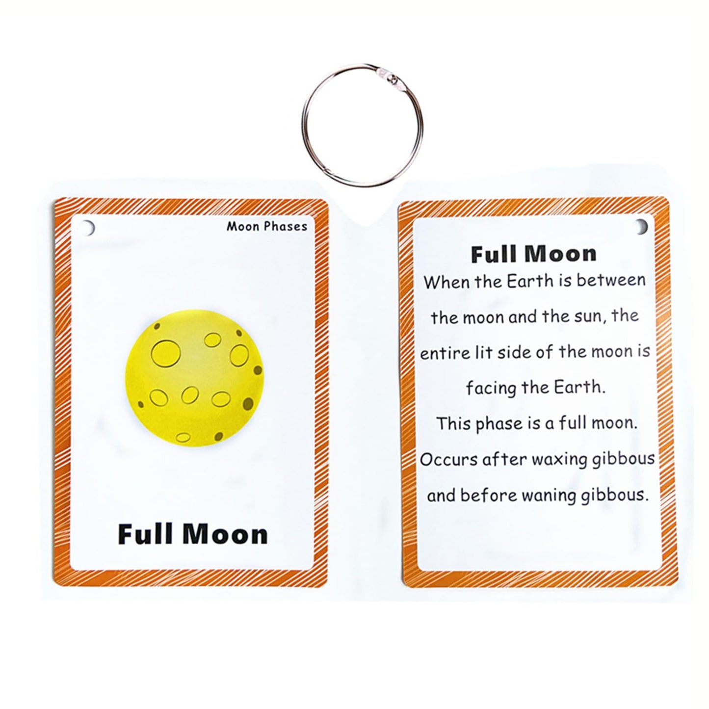 Set of Moon Phase Flash Cards for Toddlers(9 Count) | Kids Learning Flashcard & Montessori Pocket Cards | Perfect for Pre-K Decor Background Wall