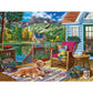 Bits and Pieces 300 Piece Puzzles for Adults 300 Large Pieces 18" x 24" Jigsaw Puzzles - Lakeside Cabin, Random Die Cut, No 2 Pieces Alike, Terrace