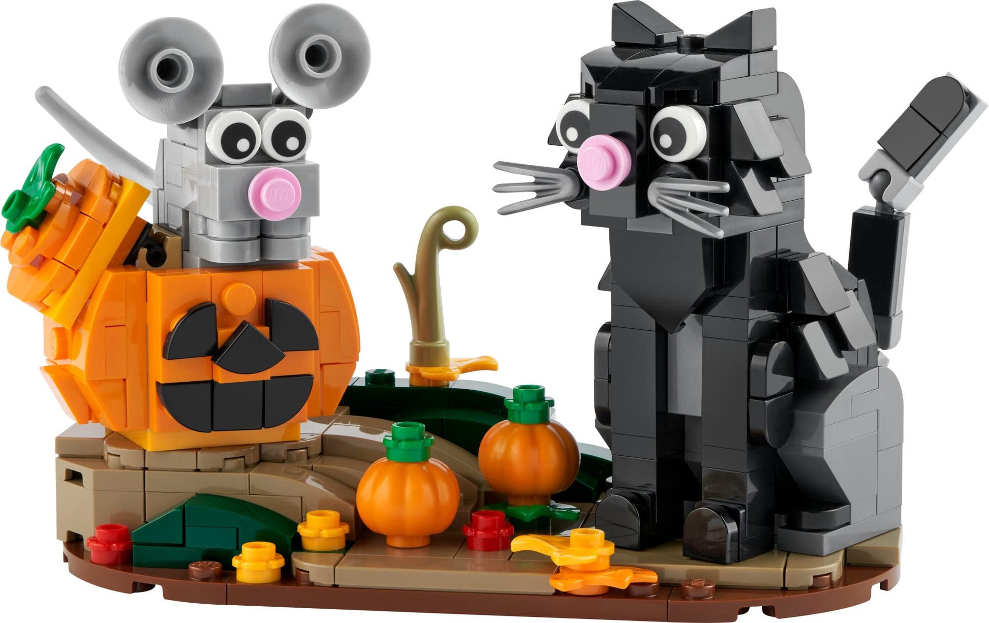 LEGO Halloween Cat & Mouse 40570 Building Kit, Whimsical Halloween Dtecor with Adorable Cat, Mouse, and Pumpkin Toys, Halloween Toy