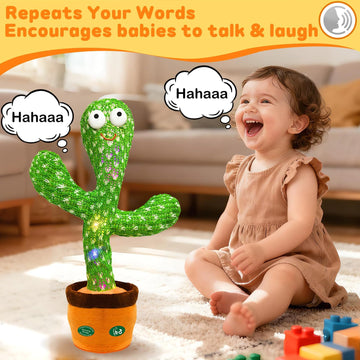 Hunfur Interactive Baby Toys Dancing Talking Cactus Toy,Funny Gift for Infant, Singing Record Repeat What You Say Light Up Toy for Toddler Boy Girl