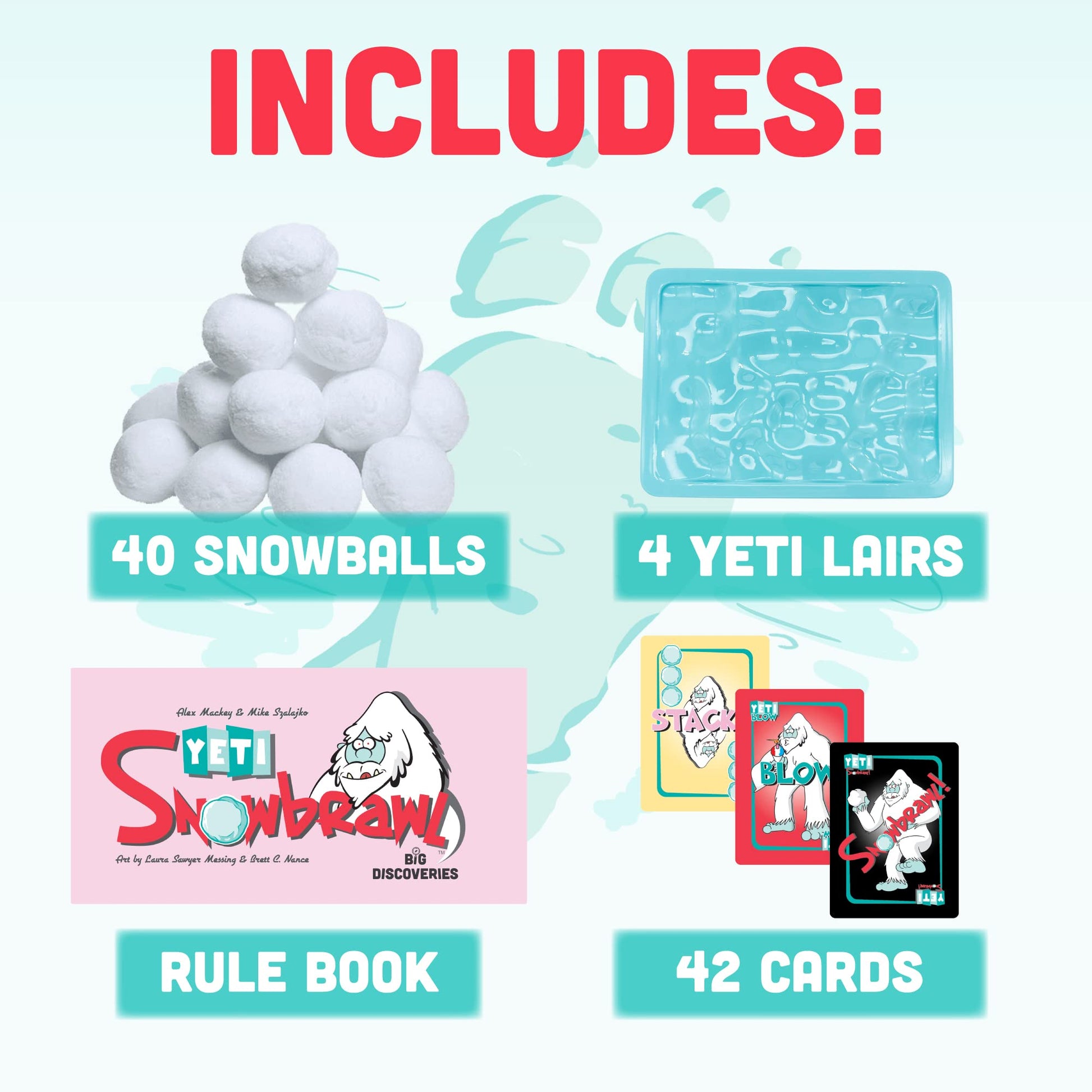 Big Discoveries Yeti Snowbrawl - A Snowball Stacking Brawl Card Game | Includes 40 Snow Balls - Fun Board Game for Kids, Teens, Adults
