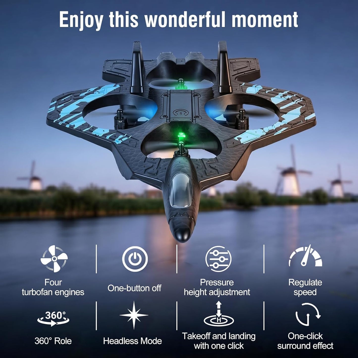 Foam RC Fighter Airplane Toy 360 Flip Easy-to-Fly for Kids Adults Beginners