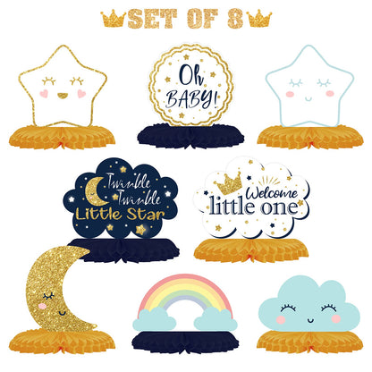 LINGTEER Twinkle Twinkle Little Star Table Honeycomb Stand Centerpieces - Cheers to Baby Shower First Birthday Welcome Little One Party Table