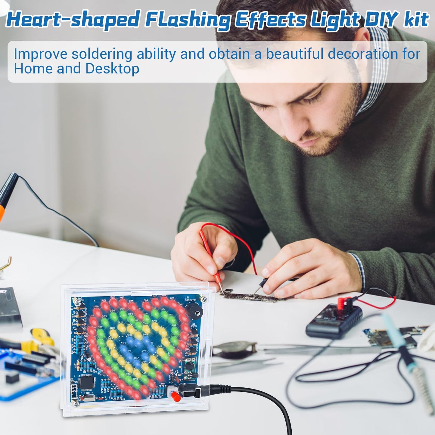 BANRIA Soldering Practice Kit, Heart-Shaped LED Light DIY Soldering Project Kit with 20 Flashing Effects, DIY Electronics Kit for Home School Training