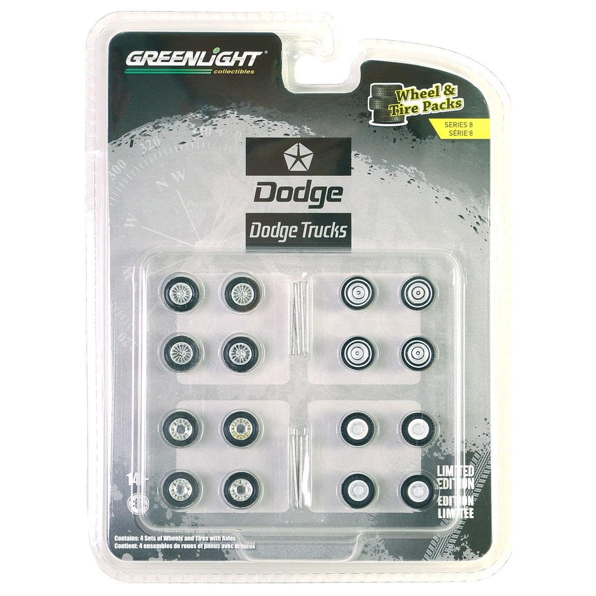 Greenlight Collectibles 1/64 Auto Body Shop First Generation Dodge Ram Wheel Tire Packs Series 8 16190-A