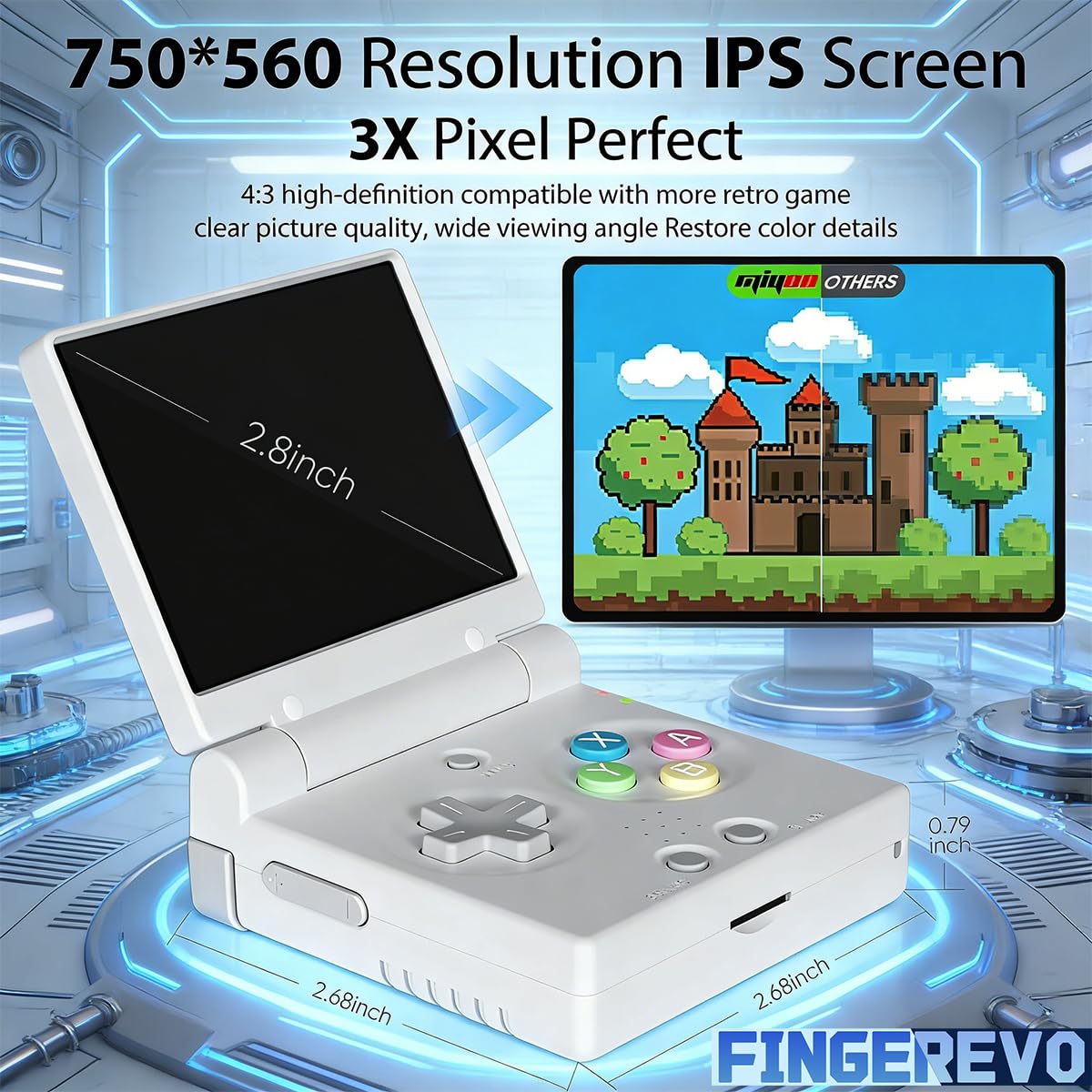 Miyoo Mini Flip Handheld Game Console 2.8-inch 750*560 IPS Screen 2500mAh Miyoo-mini Flip Clamshell Retro Games Consoles OnionOS-64GB Black