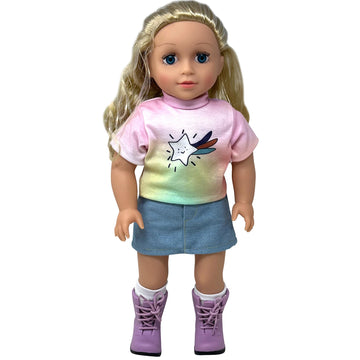 18 Inch Dolls with Soft Hair and Accessories - Soft Body 18 inch Doll with Poseable Vinyl Arms & Legs, Dress Outfit - Cute 18" Doll Set for Girls