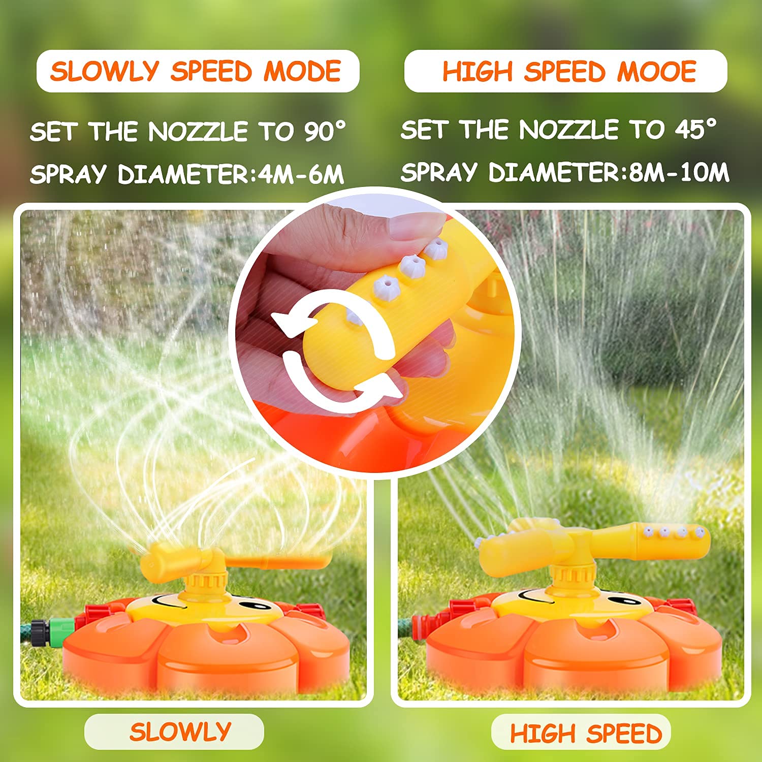 Water Sprinkler for Kids Toddlers Sprinklers with Roating Spray Nozzles Attaches Garden Water Hose Outdoor Play Outside Toys 3-4 Summer Backyard Lawn