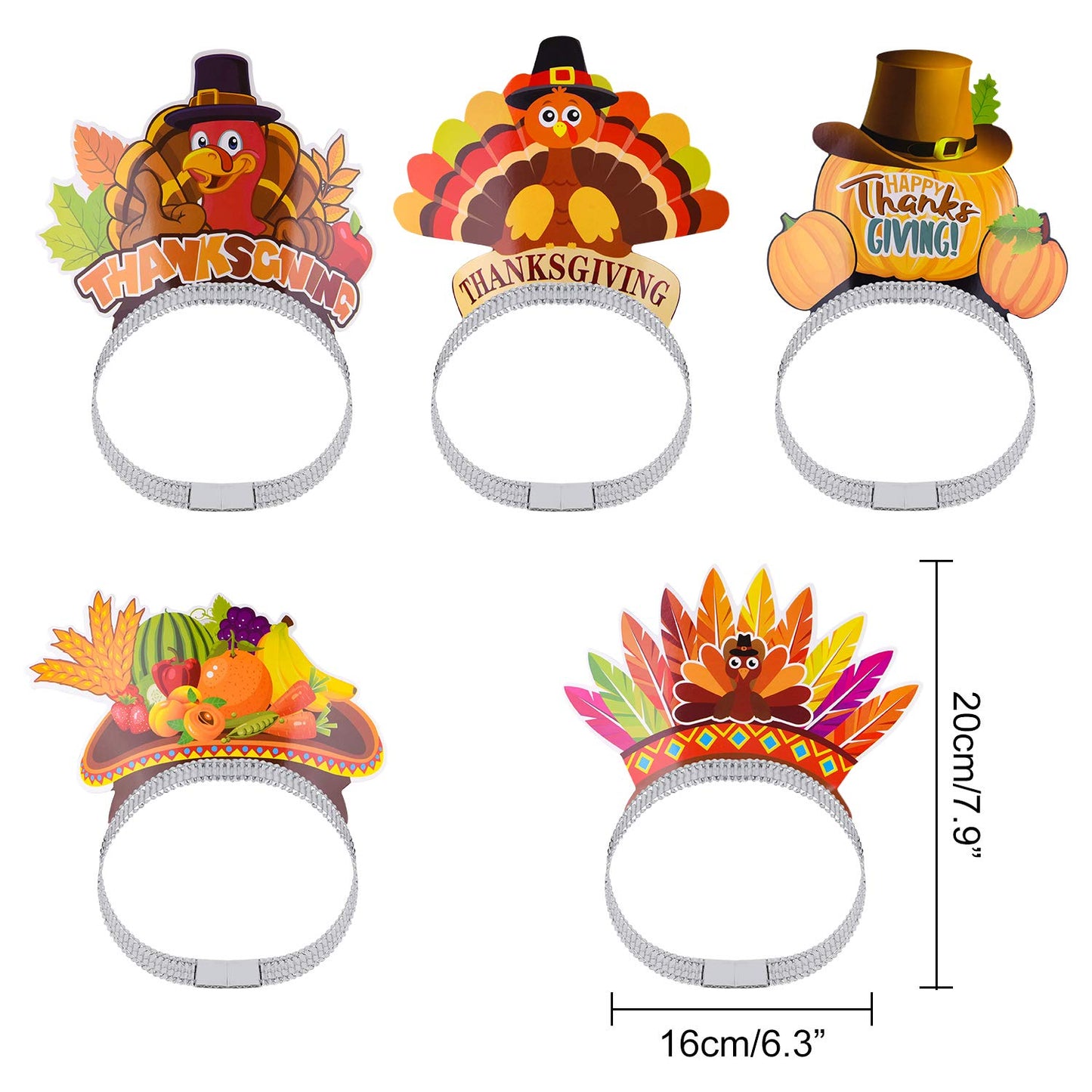 ASTARON 12 Pieces Thanksgiving Headbands for Thanksgiving Decorations, Thanksgiving Turkey Headbands for Thanksgiving Dinner Decor Thanksgiving Party