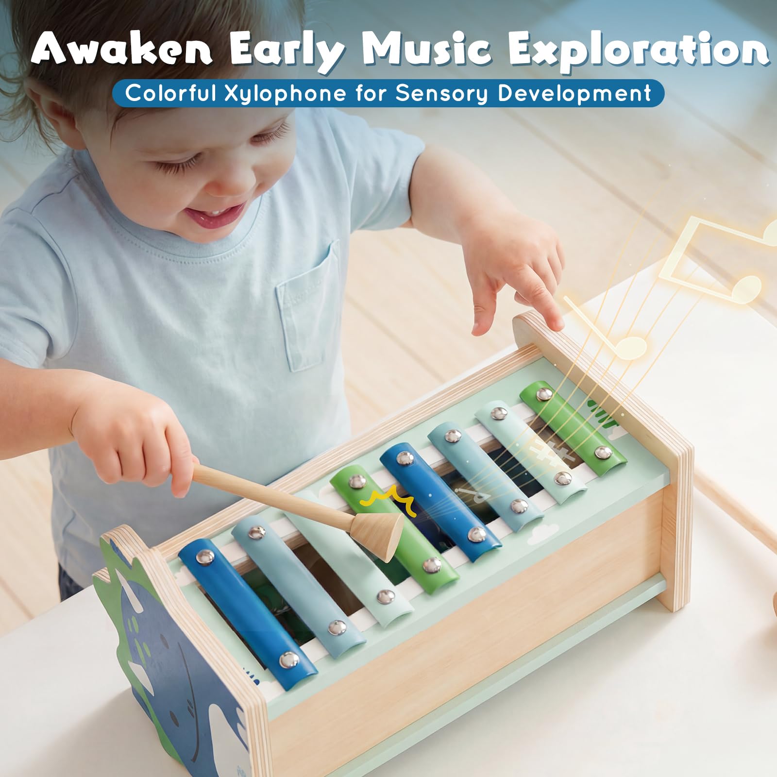 Lehoo Castle Baby Montessori Toys for 1 2 Year Old, Wooden Hammering Pounding Toy with Xylophone, Educational Learning Activities for 1 2 3 Year Old