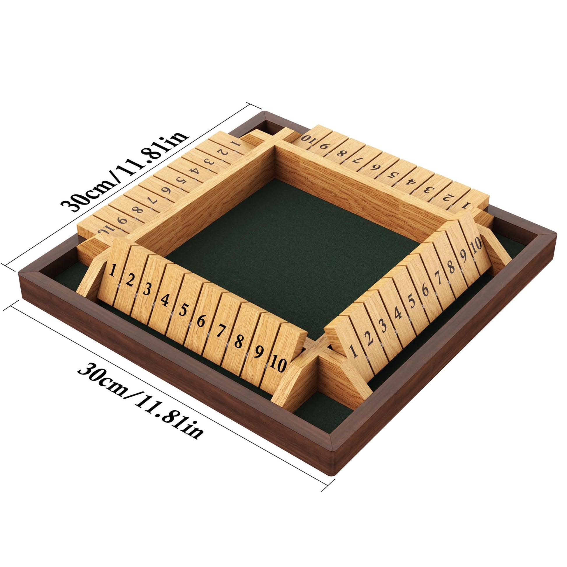 CANYAVE Shut The Box Game, 4 Player Wooden Board Game Dice Game, Classic Math Learning Game for Kids -12" x 12"