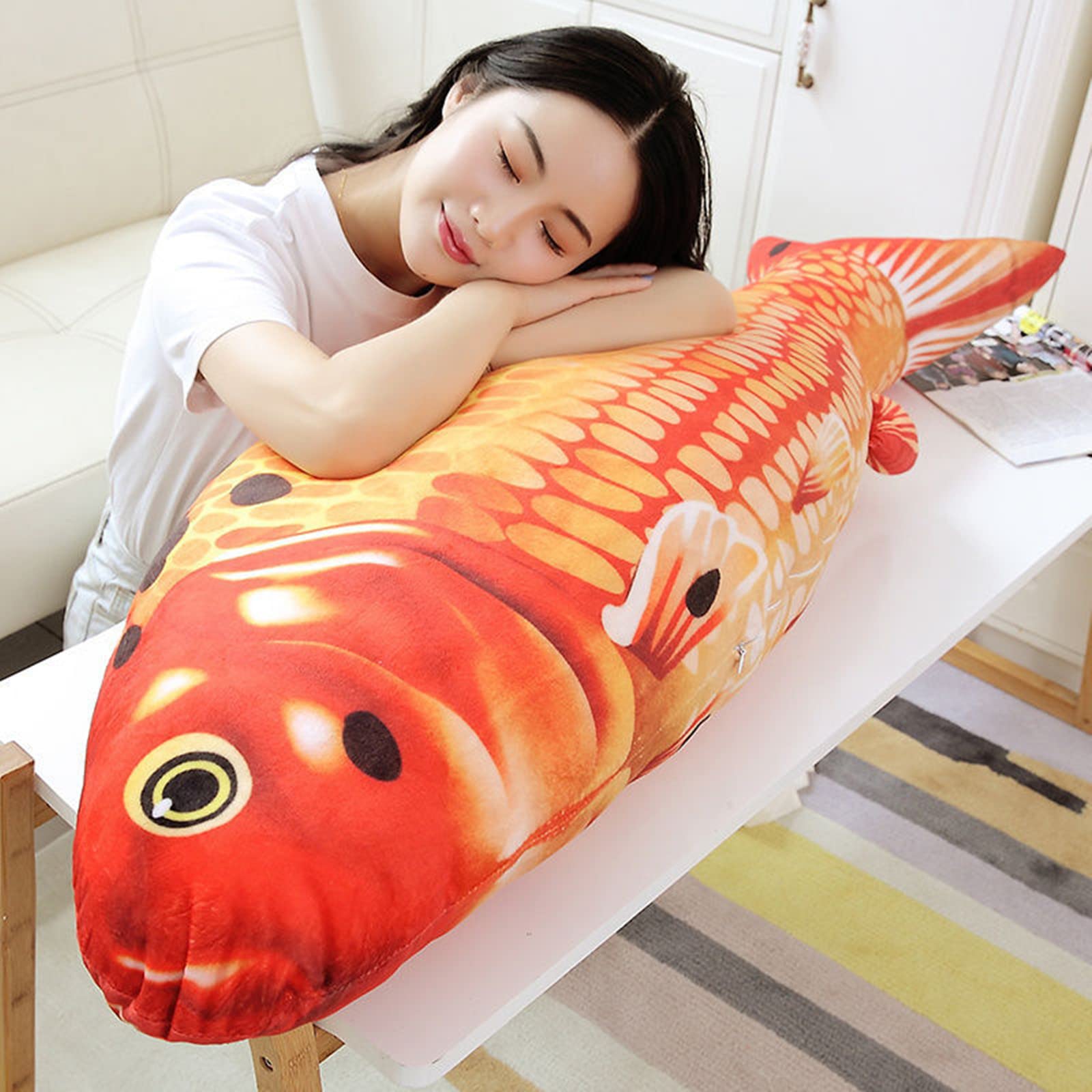 TONGMAN Giant Realistic Fish Plush Pillow - Soft Stuffed Animal Toy, Large Cushion for Home Decor, Unique Gift for Kids & Adults(31.5 inches / 80 cm)