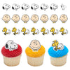 DecoPac Peanuts® Cupcake Rings, 24 Peanuts® Snoopy®, Charlie Brown, Woodstock® Cupcake Decorations, Food Safe Cake Toppers - 24 Pack