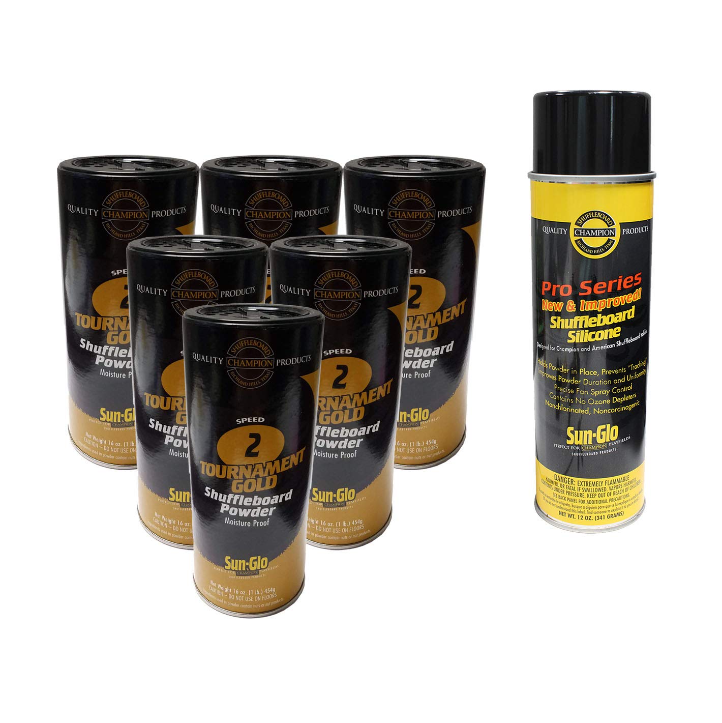 Sun-Glo 6 Cans #2 Tournament Gold Wax & 1 Can Silicone Spray