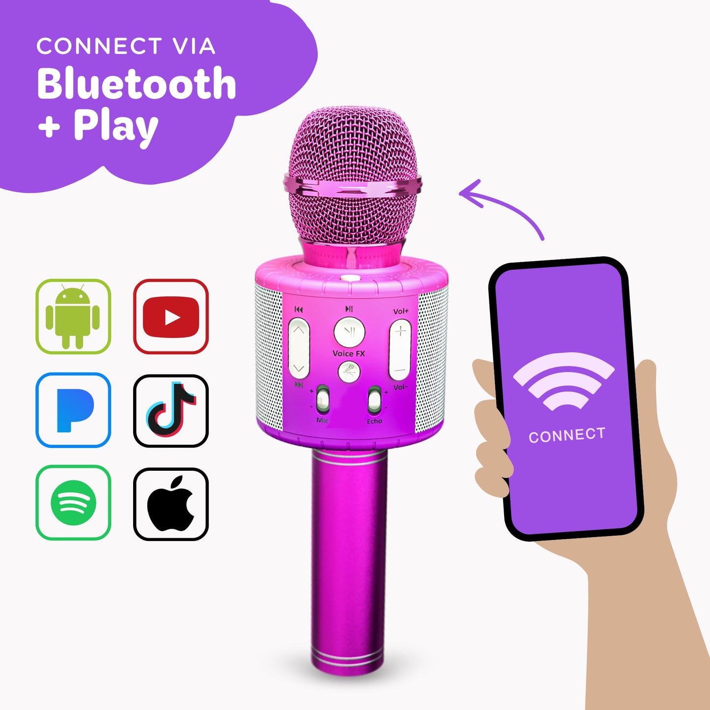 Move2Play, Kids Karaoke Microphone | Includes Pre-Loaded Songs & Bluetooth | Kids Birthday Party Gift | Toy for All Ages 2, 3, 4, 5, 6+ Year Old