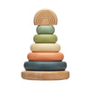 Pearhead Wooden Rainbow Stacking Ring Toy, Montessori Baby Stacker