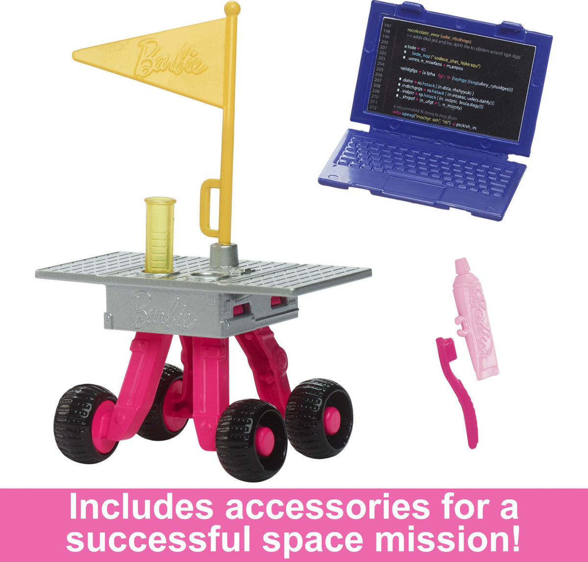 Barbie 65th Anniversary Doll & 10 Accessories, Astronaut Set with Brunette Doll, Rolling Rover, Space Helmet with Flipping Shield & More