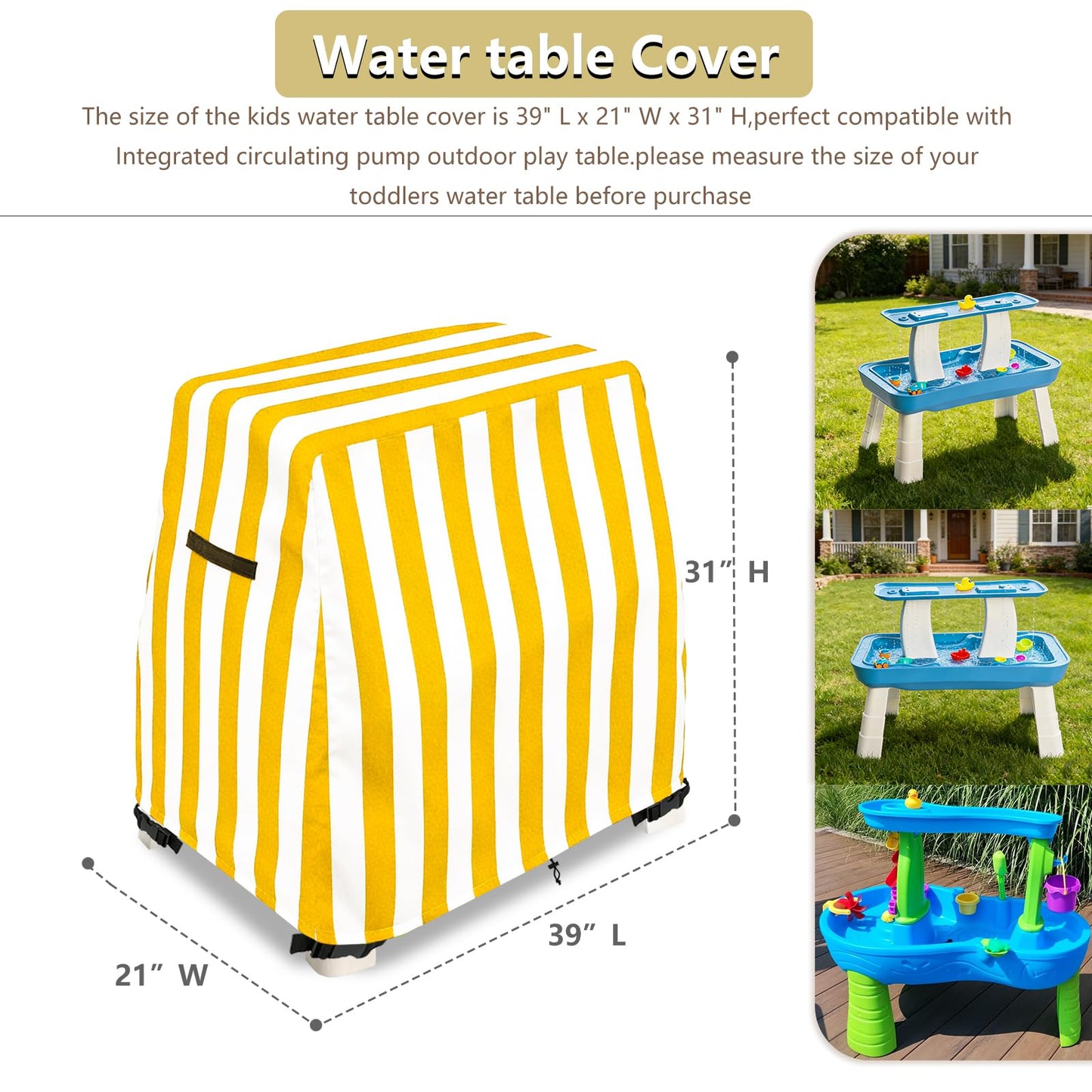 Kids Water Table Cover,Outdoor Heavy Duty 600D Waterproof Toddler Water Play Table Cover,Compatible with GoSports Splash Station Water Table,Designed