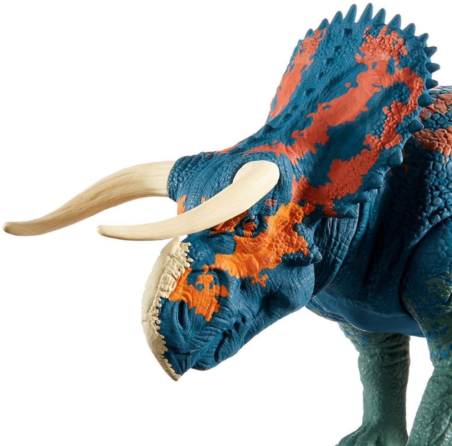 Jurassic World Dual Attack Nasutoceratops Dinosaurs in Medium Size with Button-activated Dual Strike Action Moves Like Tail & Head Strikes