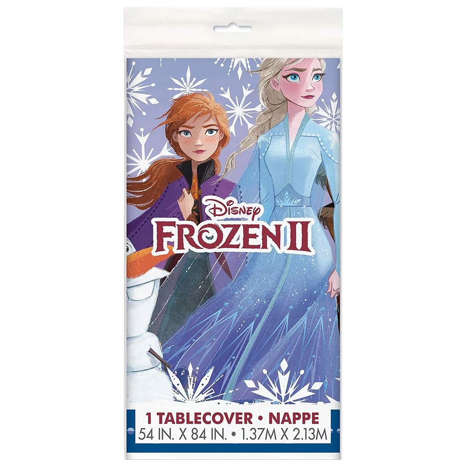 Disney Frozen 2 Rectangular Plastic Table Cover - 54" x 84" (1 Pc.) - Stunning Rectangular Plastic Table Cover, Featuring Elsa & Anna