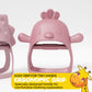 Baby Teether Pack of 2 Wearable teether Pink Pacifier Teether Toy - Little Chick Teether Mini Dino Teether - Rose Pink Teether and Turkish Pink by