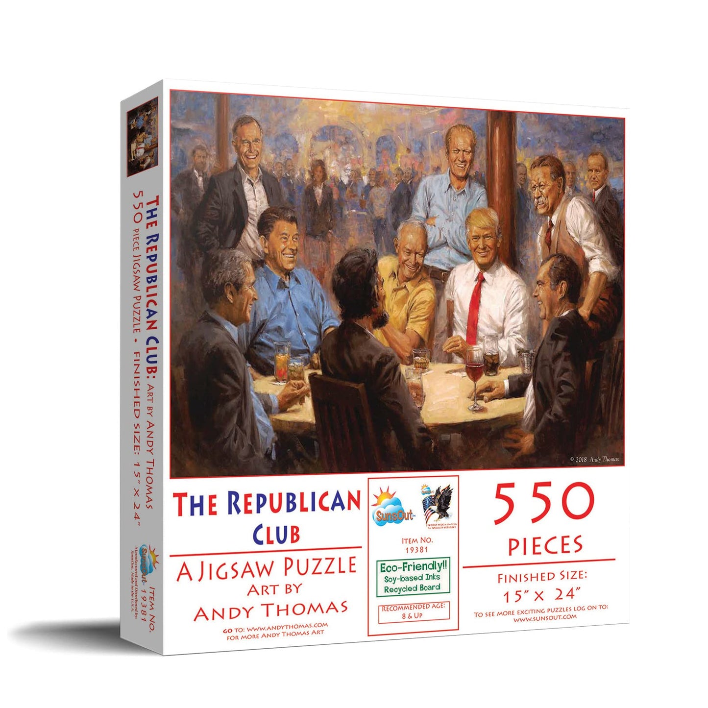 SunsOut The Republican Club 550 piece Jigsaw Puzzle for Adults, Artist Andy Thomas, President Series, Americana