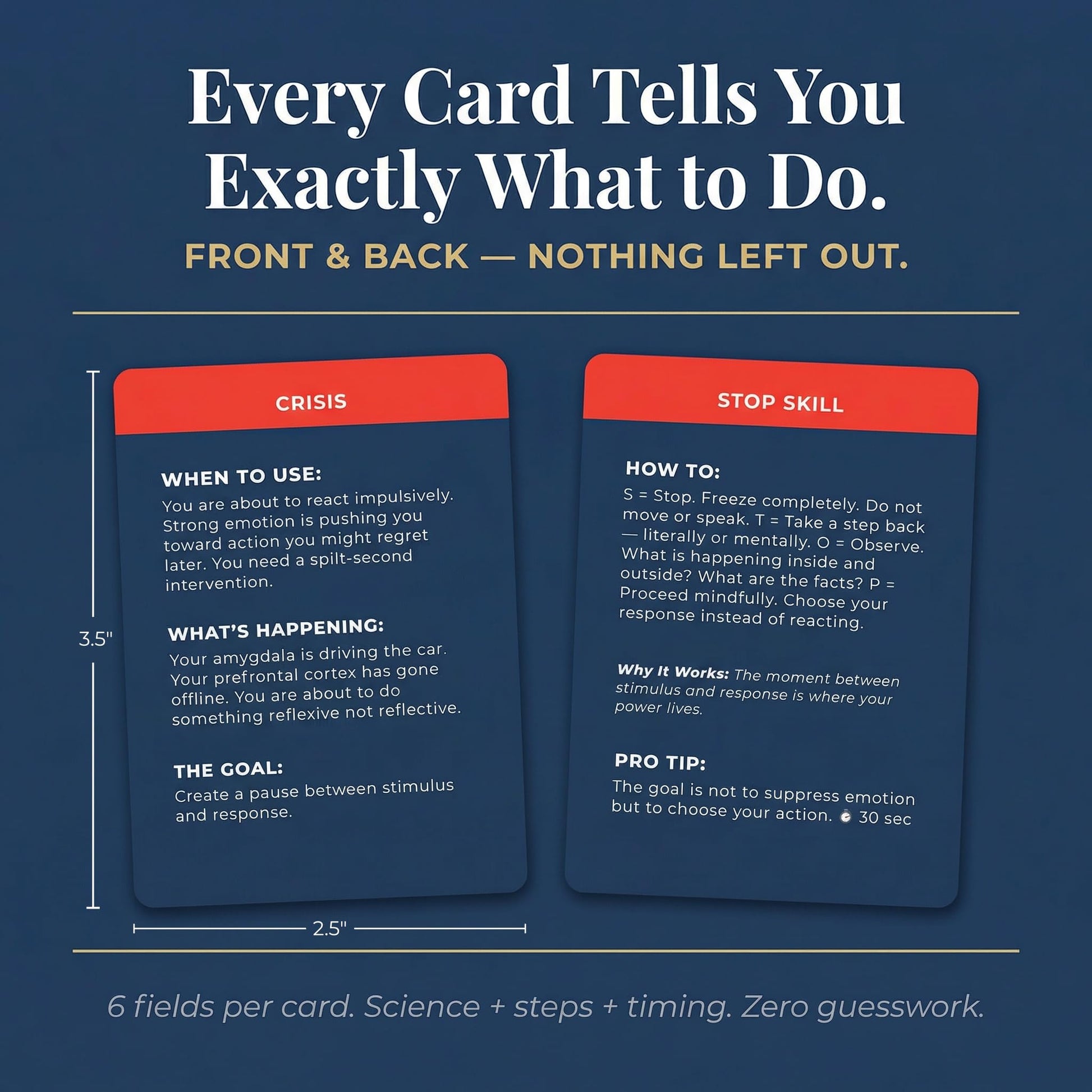 PocketPlaybook Co Anxiety Relief Coping Skills Cards - 55 Evidence-Based Techniques for Fast-Acting Relief | DBT, CBT & Grounding Tools for Anxiety