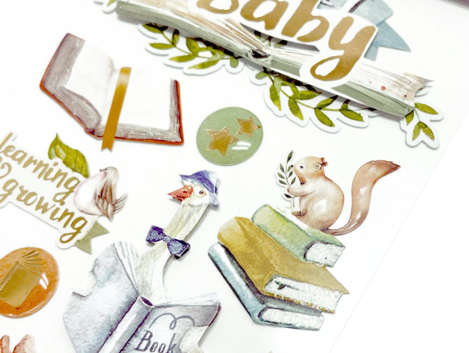 Paper House Productions Die-Cut Dimensional & Foil Accent Scrapbook Sticker Sheet - Sweet Baby, 3-Pack