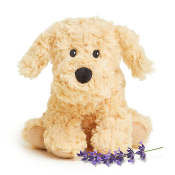 warmies Junior Microwavable & Weighted Stuffed Animals, Golden Dog - Heated Stuffed Animal Plushie for Warmth & Comfort - Cute Soft Plush Toys
