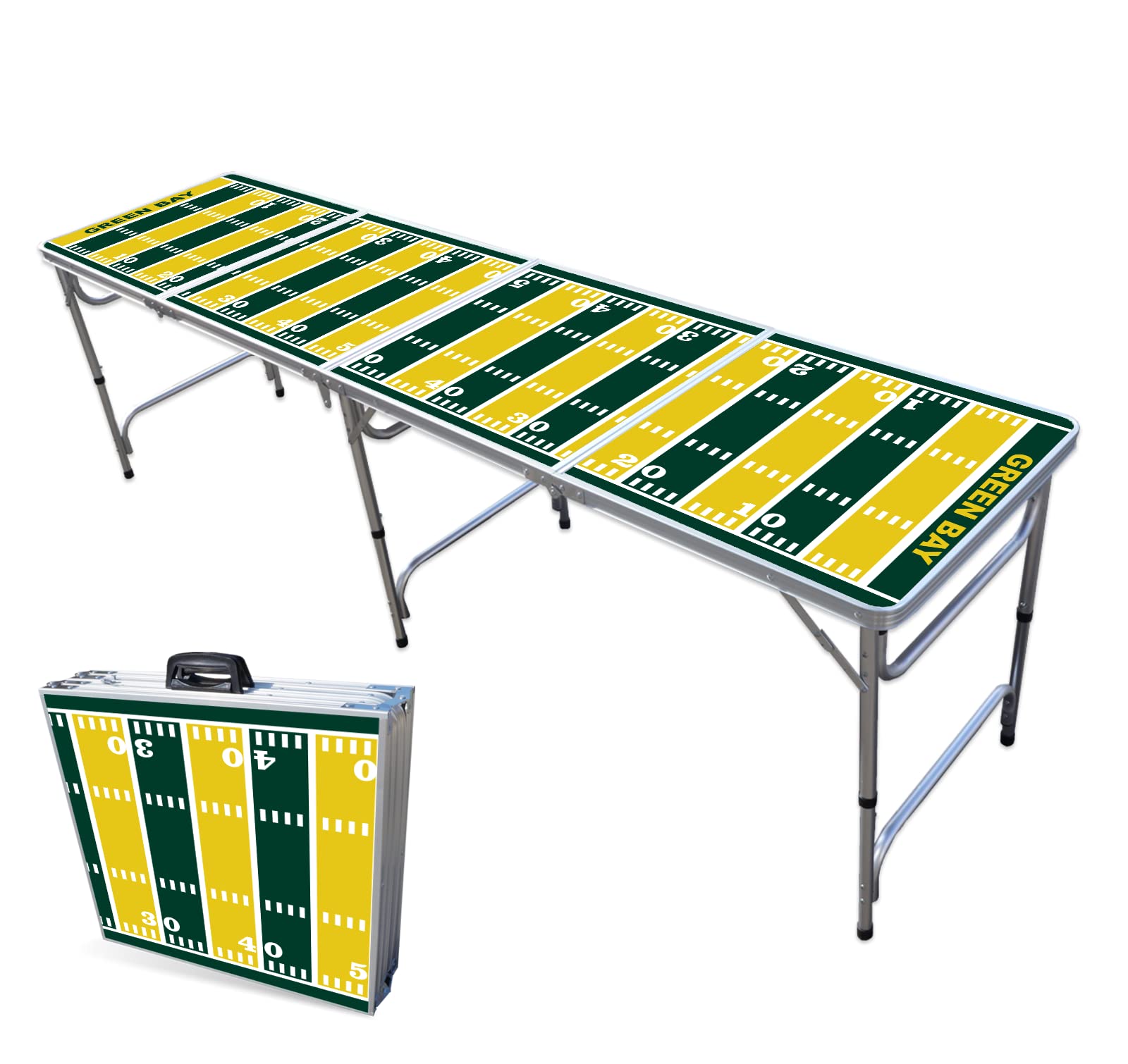 8-Foot Professional Beer Pong Table - Green Bay Football Field