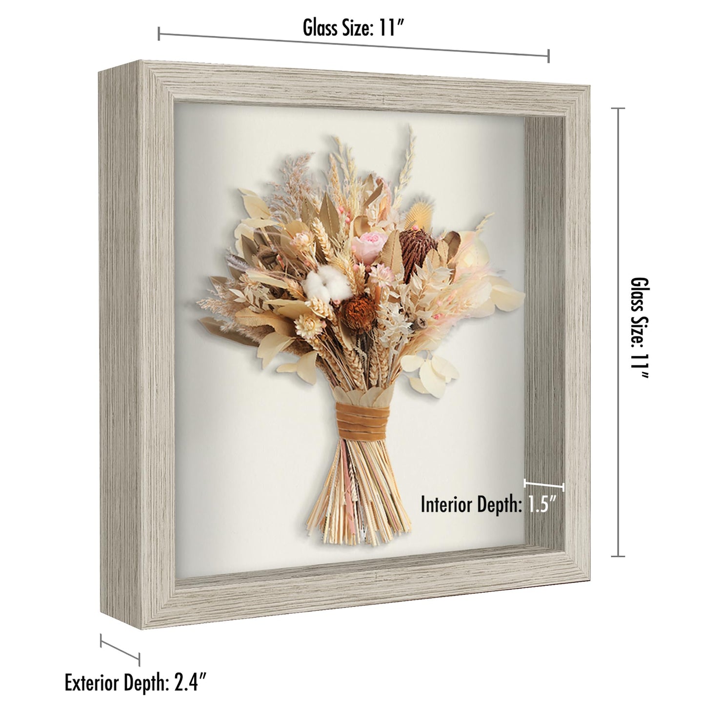 Americanflat 11x11 Shadow Box Frame with Shatter-Resistant Glass - Silhouette Collection - Large Shadow Box Display Case for Tabletop and Wall Display