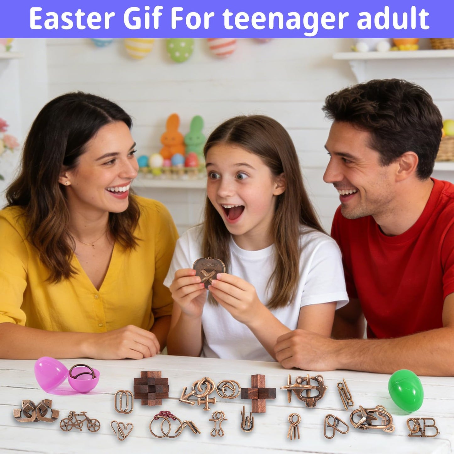24 Pcs Brain Teaser Puzzles for Adults and Teens - Metal Puzzles 3D Puzzle Game Toys for Adults Teens - Wooden Unlock Interlocking Puzzle Adult IQ