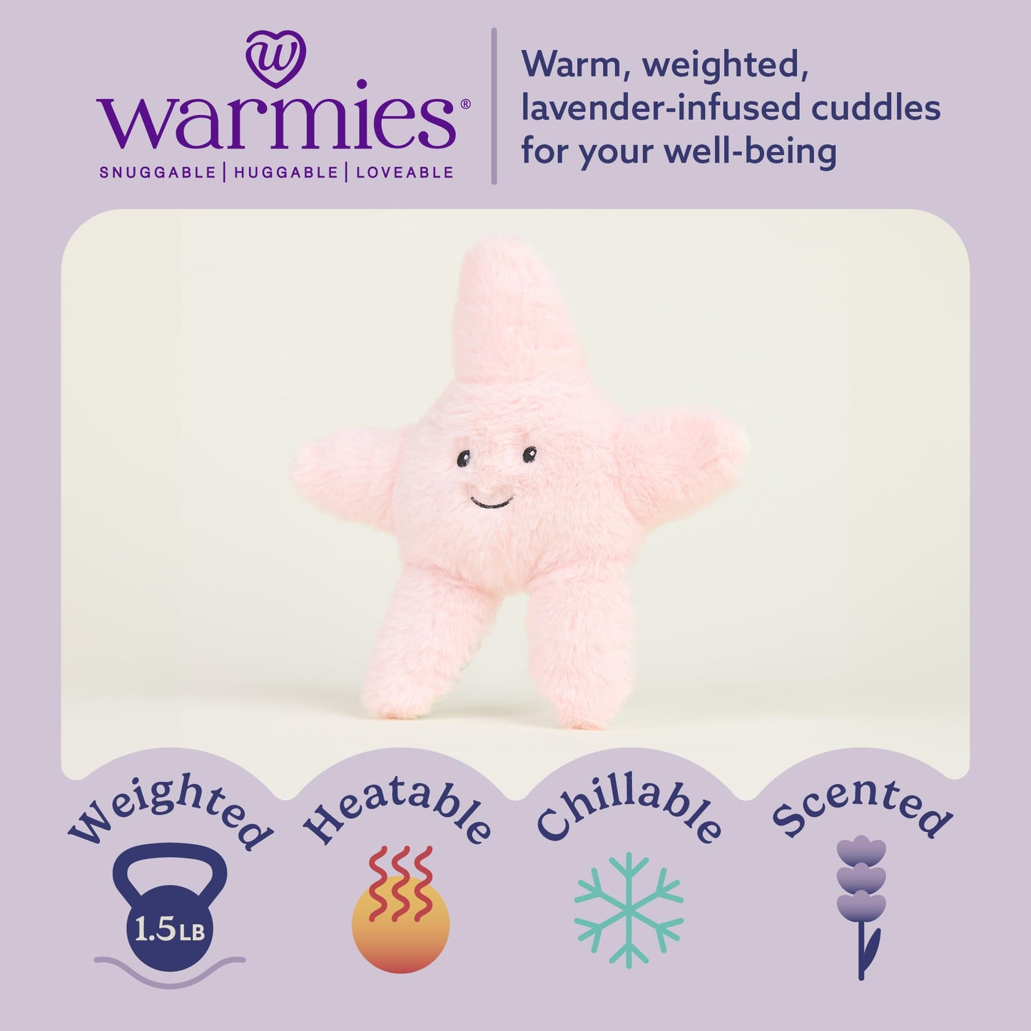 warmies Microwavable & Weighted Stuffed Animals, Starfish - Heated Stuffed Animal Plushie for Warmth & Comfort - Cute Soft Plush Toys for Adults