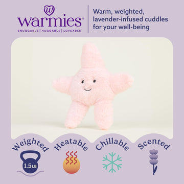 warmies Microwavable & Weighted Stuffed Animals, Starfish - Heated Stuffed Animal Plushie for Warmth & Comfort - Cute Soft Plush Toys for Adults