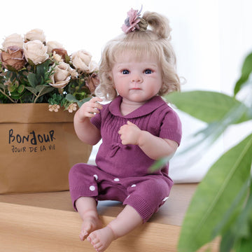 Tookyhill Baby Doll, 18 Inch Realistic Reborn Baby Doll, Weighted Soft Vinyl Body, Poseable Lifelike Newborn Doll with Outfit & Bear Toy Accessory