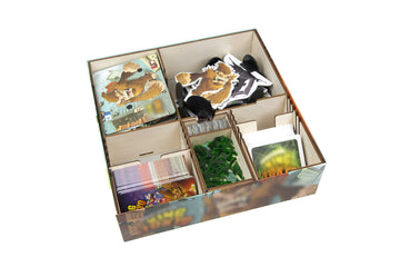 The Broken Token Game Organizer Compatible with King of Tokyo - Wooden Game Organizing Box with Multiple Trays