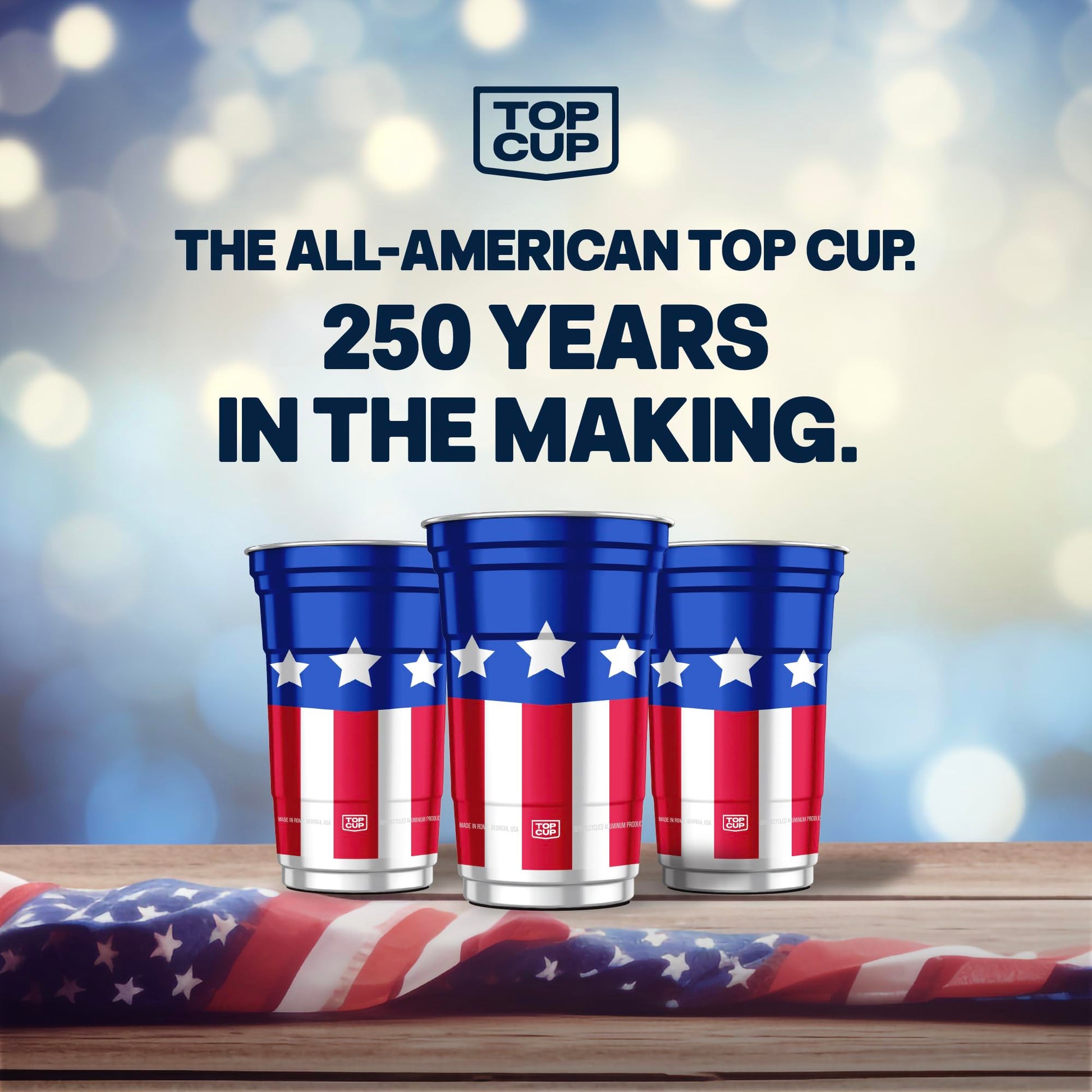 Top Cup Americana Cup | 20 oz Reusable Aluminum Party Cups 20 Count | Durable, Reusable & Recyclable, Made in USA