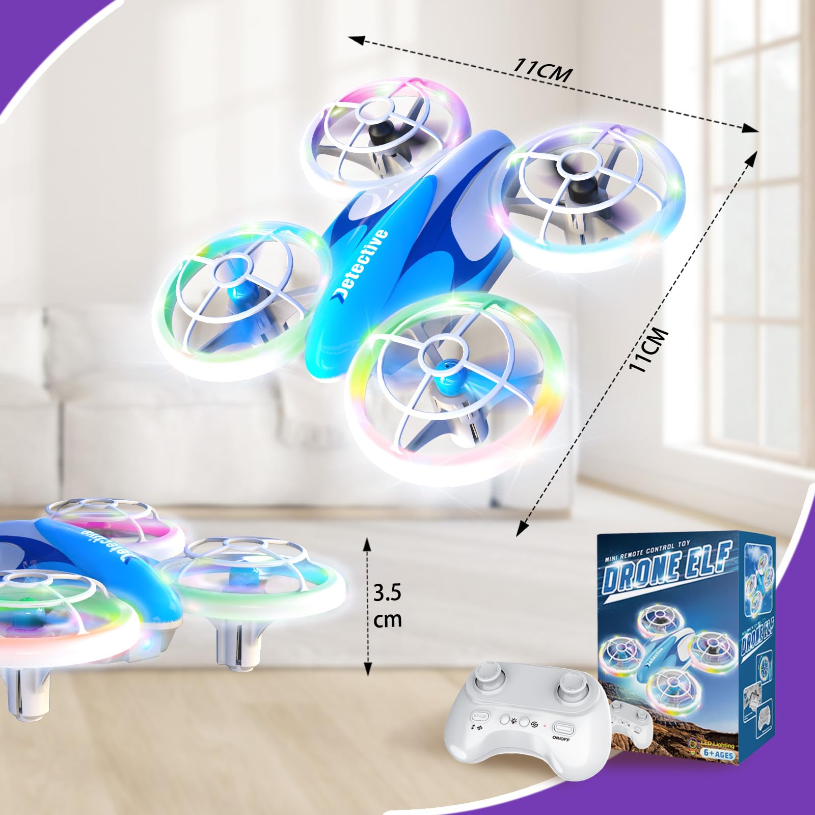 Mini Drone for Kids and Beginners - RC Mini Quadcopter with 360° Flip, Headless Mode, One-Key Ascend/Descend, Colorful LED Lights, Small Indoor