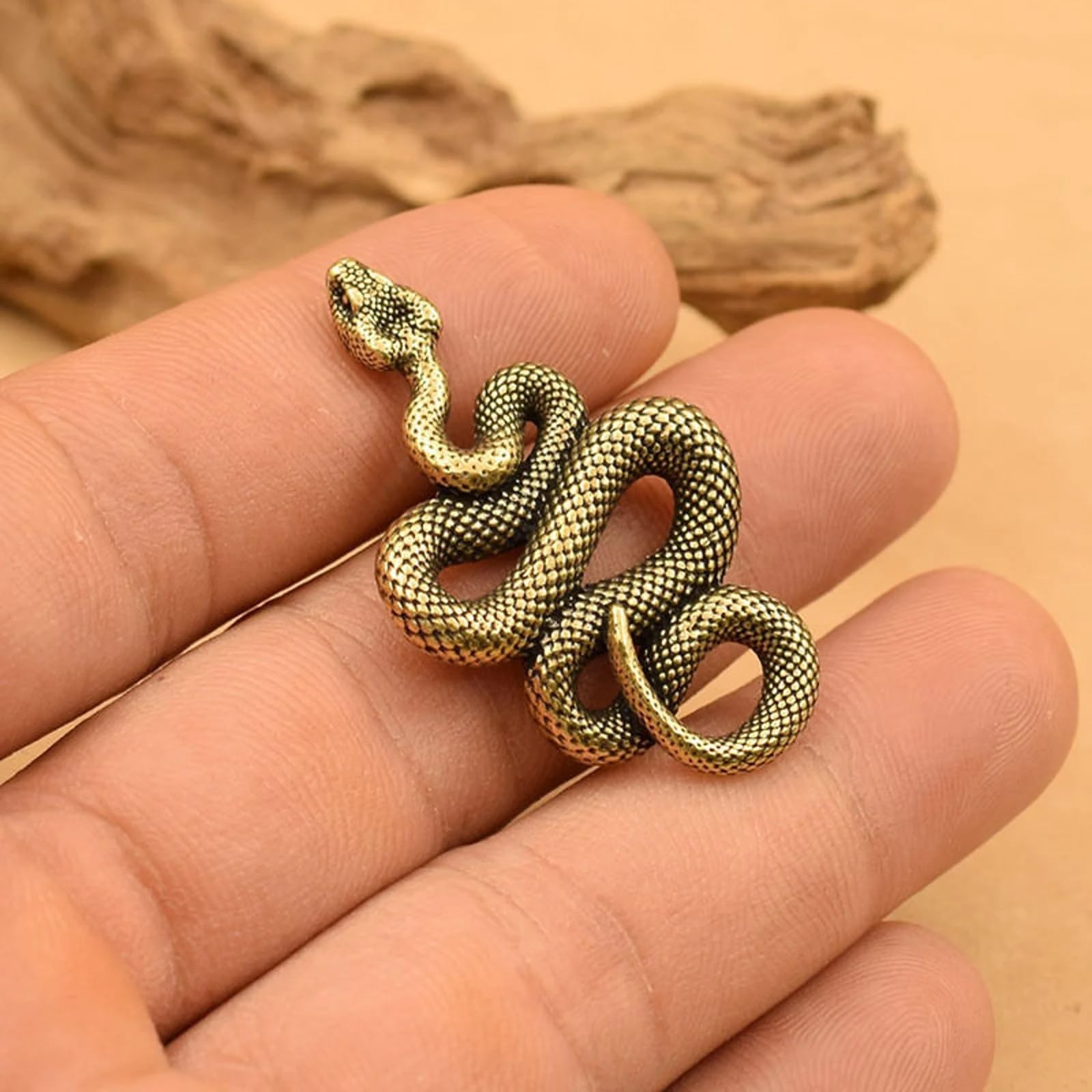 Aorvoras Miniature Snake Figurine, Brass Snake Figurines, Retro Snake Statue Ornament, Dollhouse Miniature Snake, Mini Micro Garden Landscaping