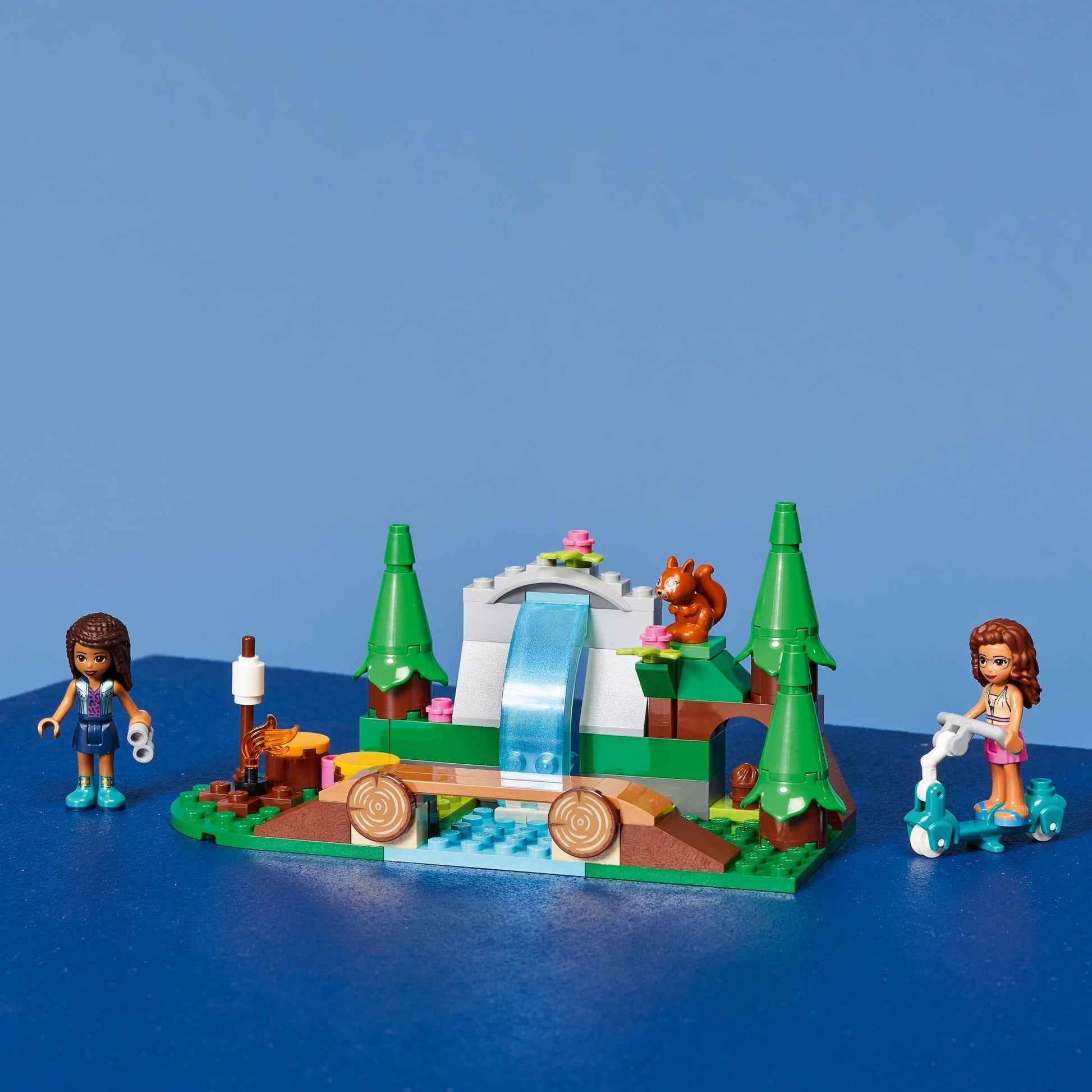 LEGO Friends Forest Waterfall Camping Adventure Set, Building Toys with Andrea and Olivia Mini-Dolls, Toys for 5 Plus Year Old Kids, Girls & Boys