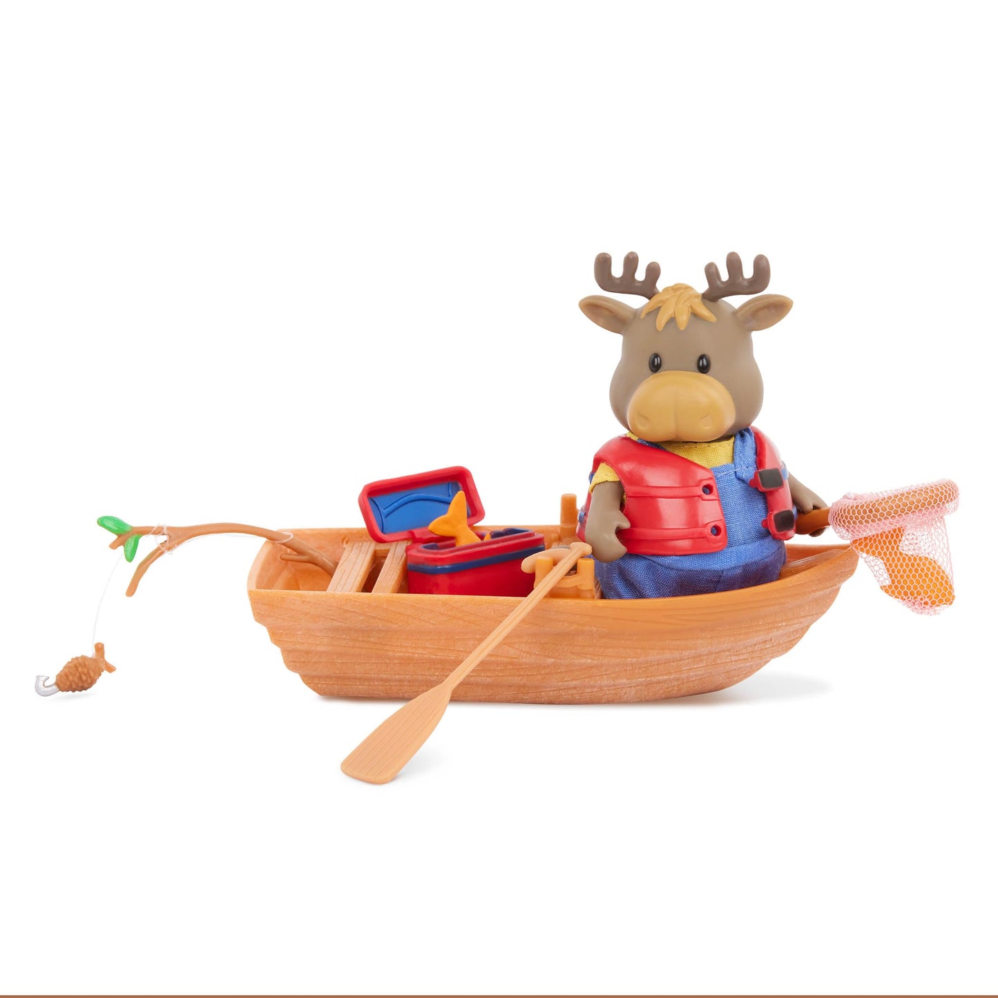 Li'l Woodzeez - 53 Pieces Happy Camper Playset with Moose Family, Detachable RV Trailer & Vehicle - Dollhouse Furniture & Accessories - Pretend Play