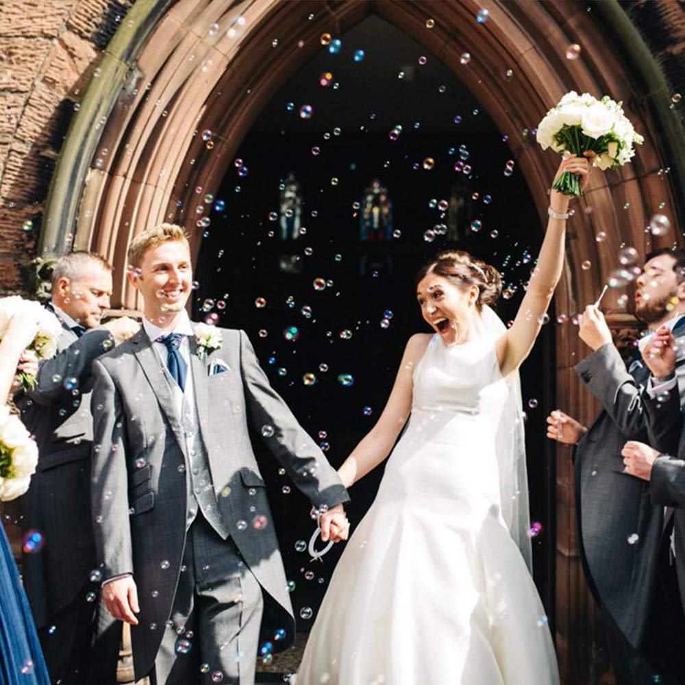 112 Pack Mini Wedding Bubble Wands, White Circle Party Favors for Guests