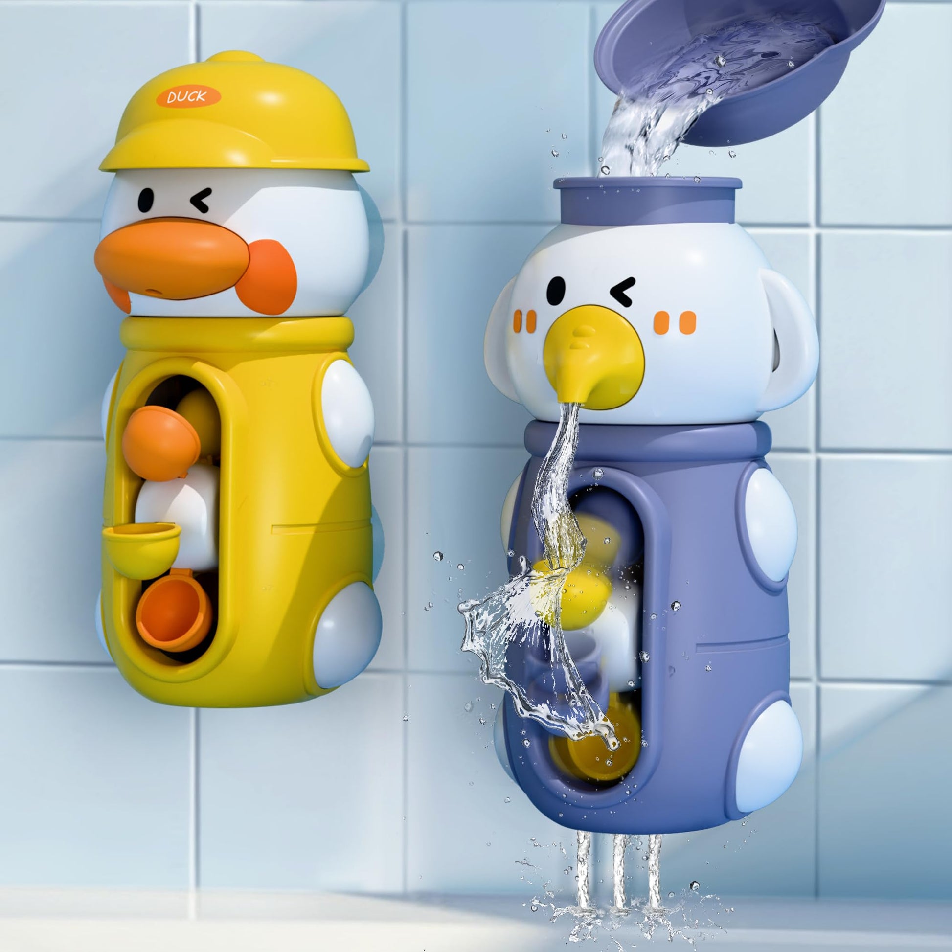 iPlay, iLearn Baby Bath Toys, Toddler Waterfall Bathtub Toy W/ Suction Cup, Kids Water Spinner for Tub Pool, Infant Duck Elephant Shower Bathtime