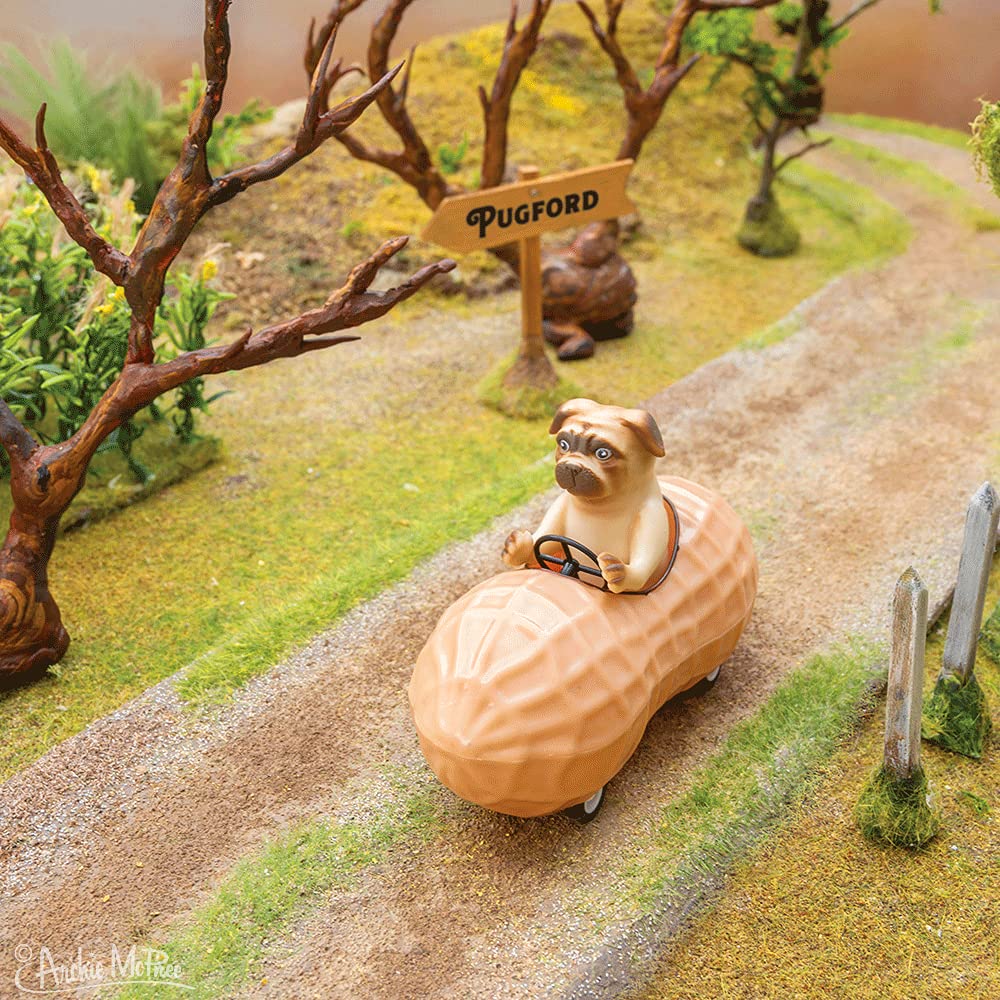Archie McPhee Pug in a Peanut Pull Back Toy Car