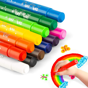 MayMoi Washable Tempera Paint Sticks | Non-Toxic, Quick Drying & No Mess Paint Sticks, Best Art Birthday Gifts (12 Colors)