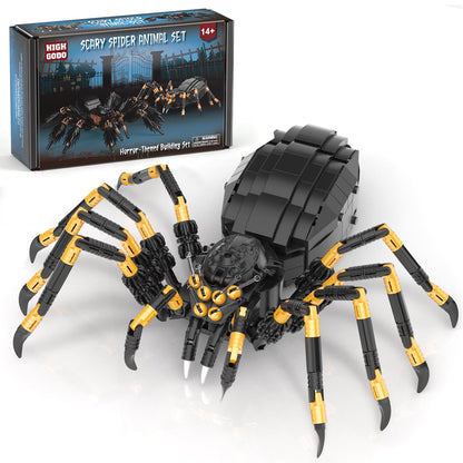 HIGH GODO Wild Animals Spider Building Set, Magic Animal Black Spider Model Kit, Horror Halloween Spiders Toy for Teens Adults 14+ (445PCS)