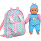 13in Soft Baby Doll with Take Along Pink Backpack Carrier, Briefcase Pocket Fits Accessories and Clothing