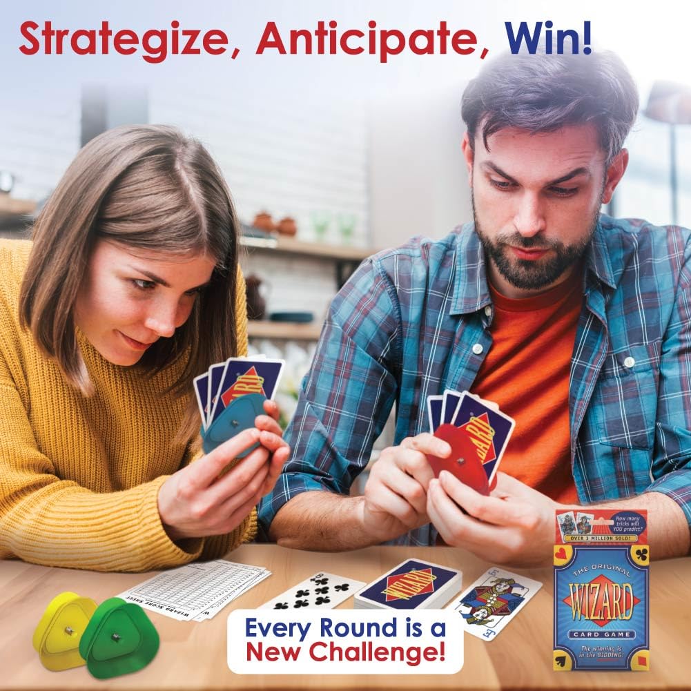 The Original Wizard Cards Game and Card Holder for Playing Cards (4-Pack) - Classic Card Game for Vacations and Game Nights with Hands-Free Cards